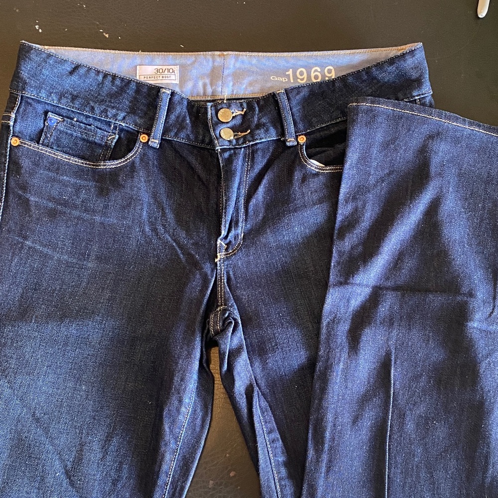 GAP 1969 Women's Perfect Boot Dark Blue Jeans-TALL!